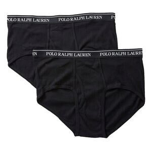 Polo Ralph Lauren Men Big and Tall Cotton Mid-Rise Briefs 2 Pack Black Sz 44 New